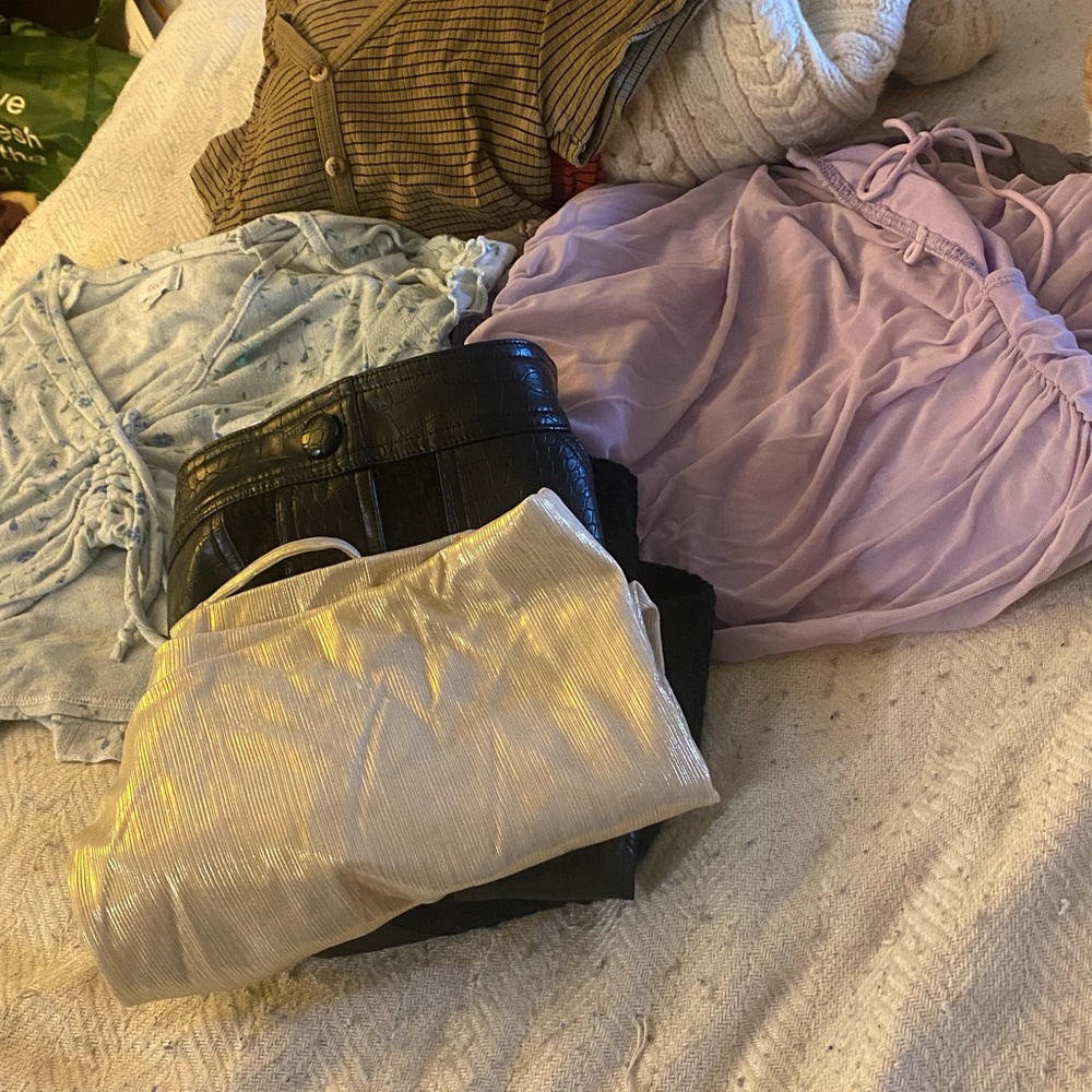 Stylish Clothing Bundle in Black, Purple, and Cream